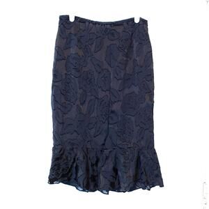 Romantic Goth VTG Skirt Black Floral Burnout Ruffle Silk Sz 4 90s | Dark Winter